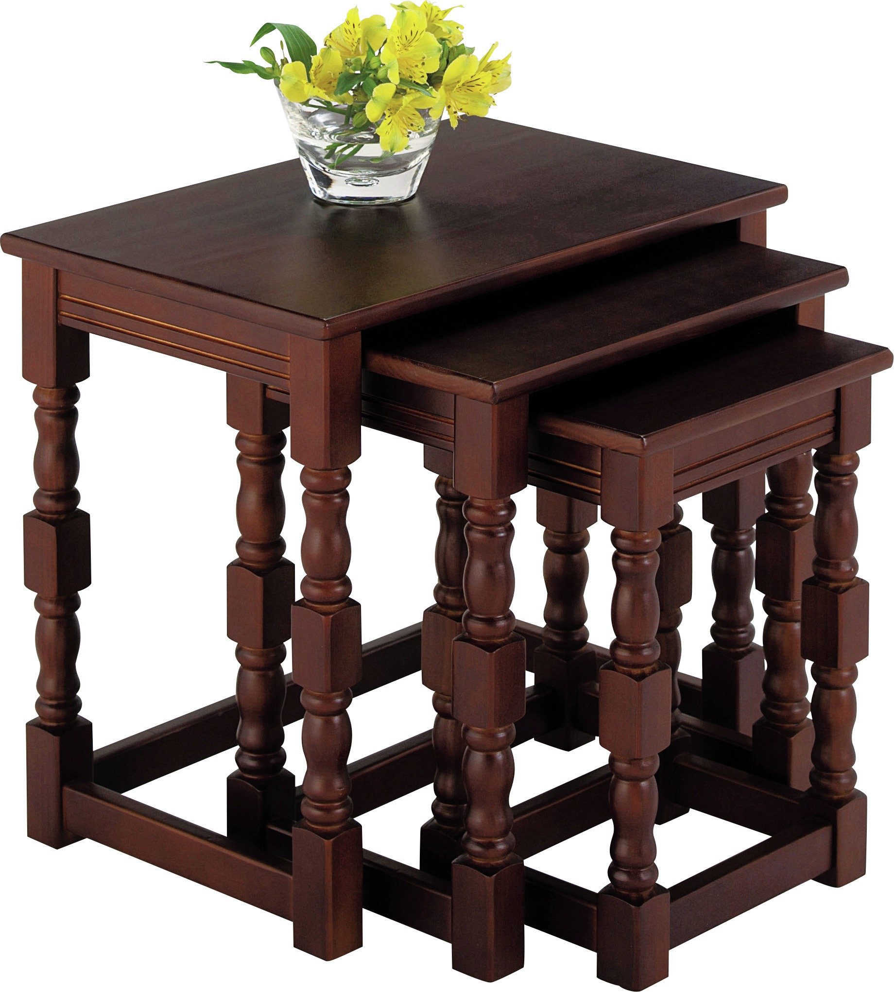 Argos Home Devon Nest of 3 Solid Pine Tables - Walnut Effect