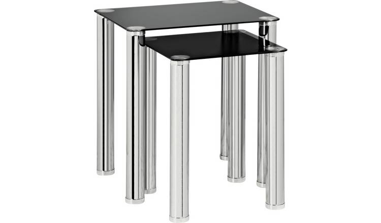 Buy Argos Home Matrix Nest Of 2 Glass Tables Black Nest Of Tables Argos