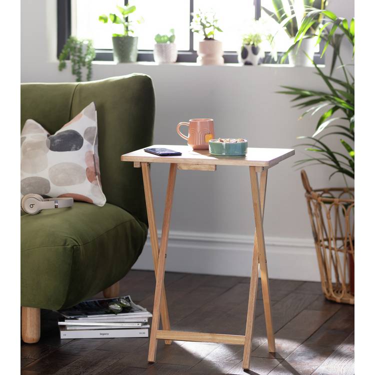 Argos Home Single Folding Tray Table - Natural 0