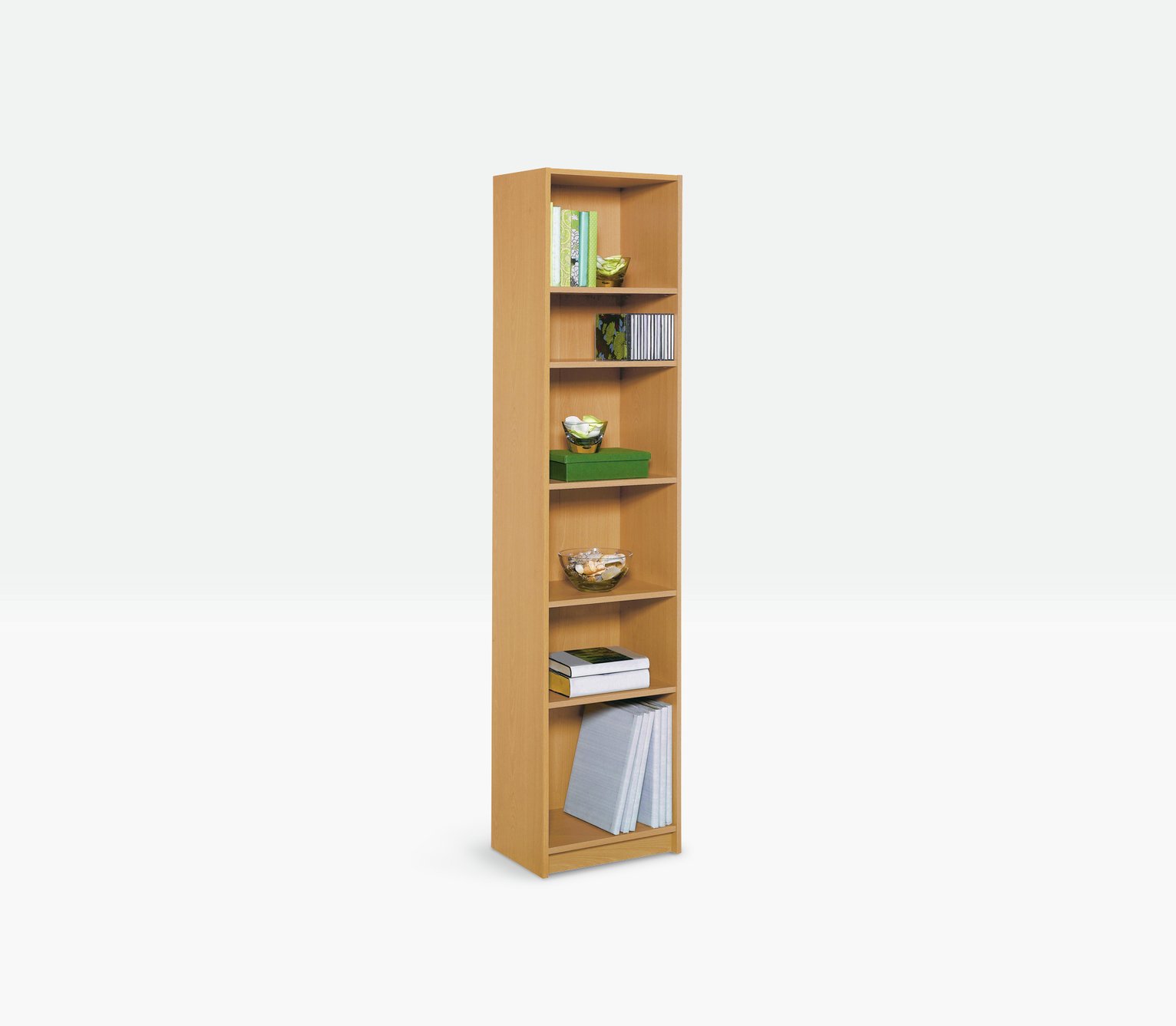 Argos Home Maine 5 Shelf Half Width Bookcase - Beech Effect