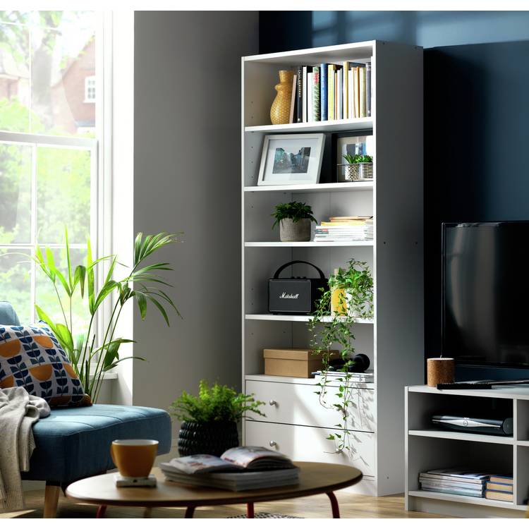 Argos Home Maine 2 Drawer Bookcase - White 0