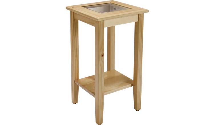 Argos Home 1 Shelf Solid Pine and Glass Top Telephone Table