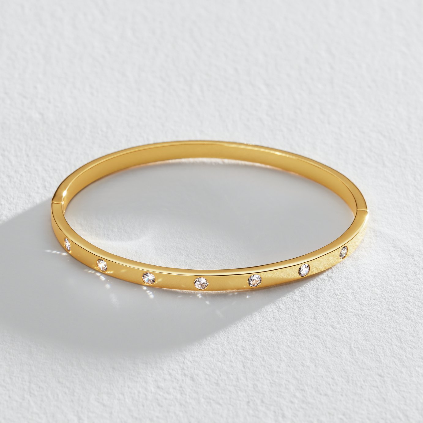 Revere 18ct Gold Plated Silver Cubic Zirconia Bangle