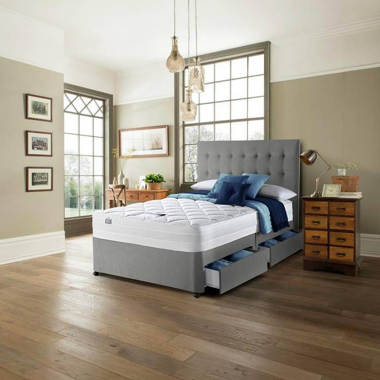 Silentnight Knightly Double Memory 4 Drawer Divan Bed - Grey 0