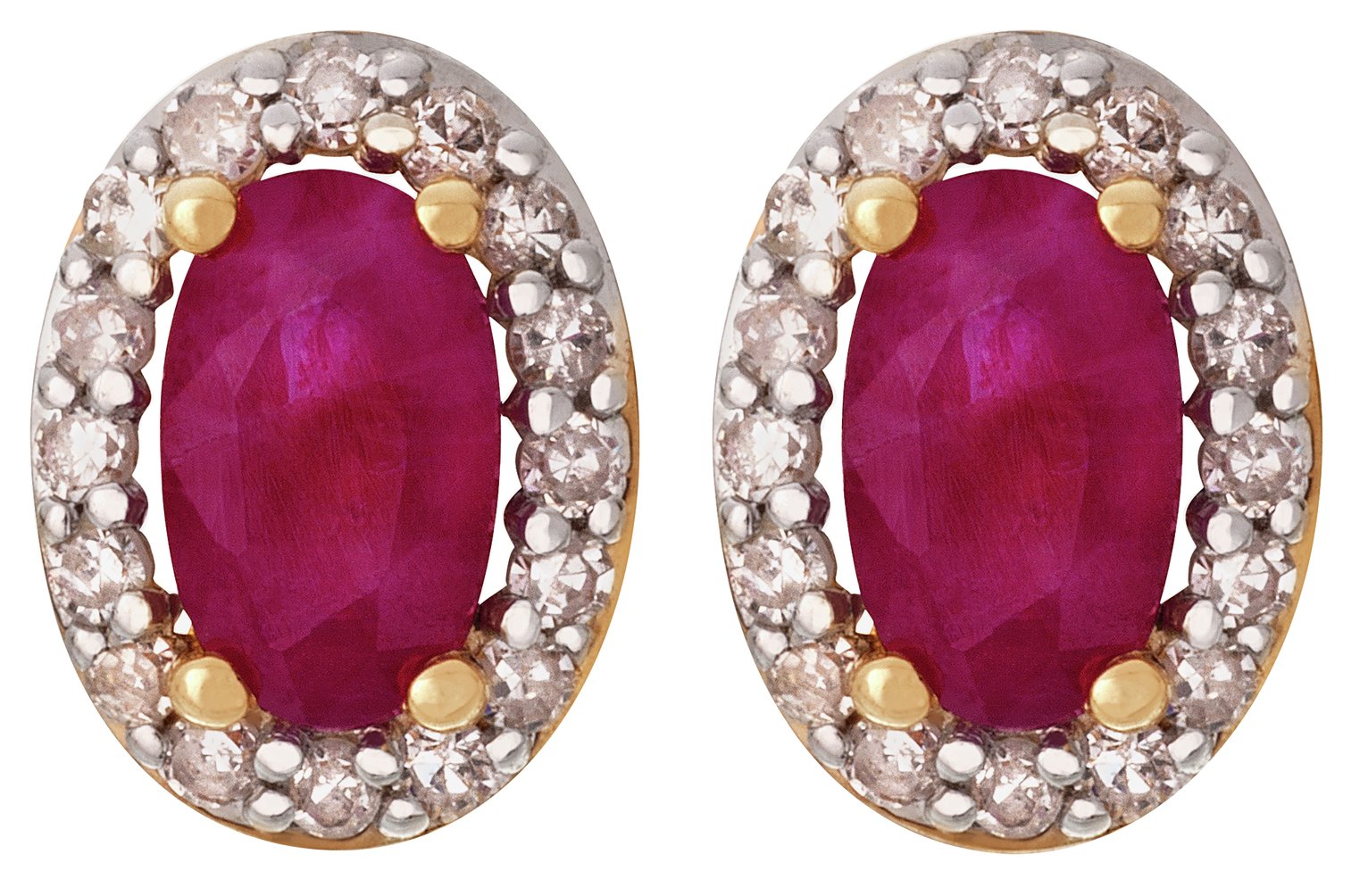 Revere 9ct Yellow Gold Ruby and Diamond Cluster Earrings Review