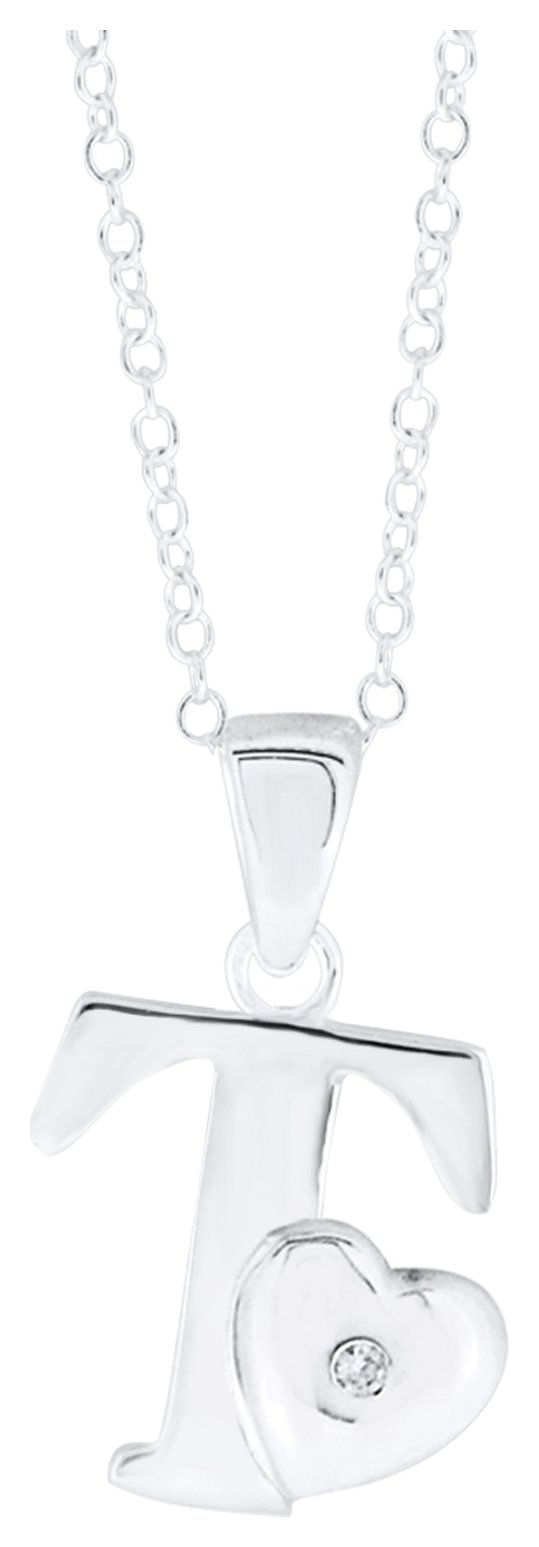 Sterling Silver Initial Pendant - T