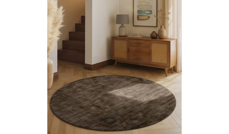 Hanse Home Brown Vikosa Jane Plain Round Rug - 120cm