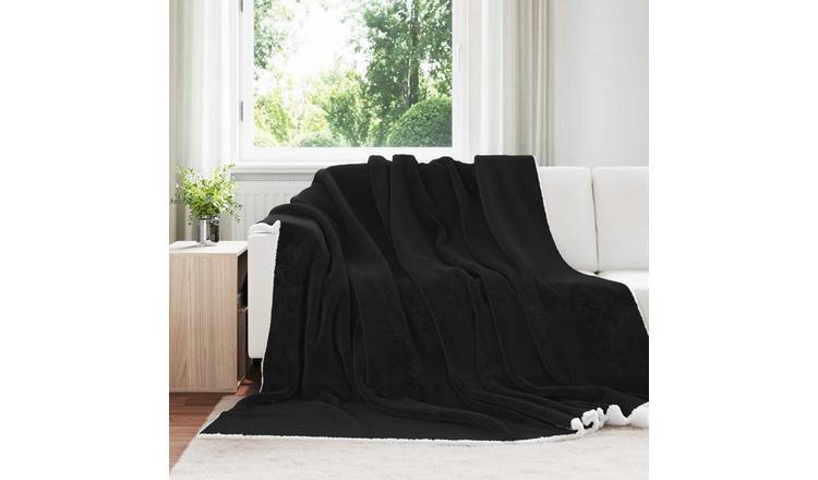 Walplus 480 g/m2 Fleece Throw Blanket - Black - 240 x 220 cm
