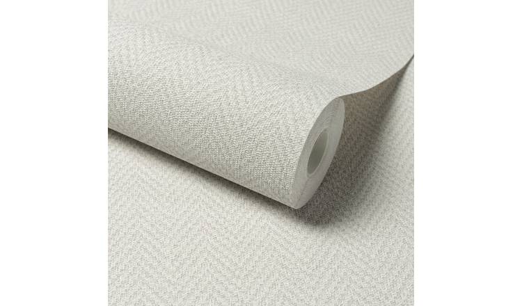 Grandeco Antiga Herringbone Chevron Weave Textured Wallpaper - Grey