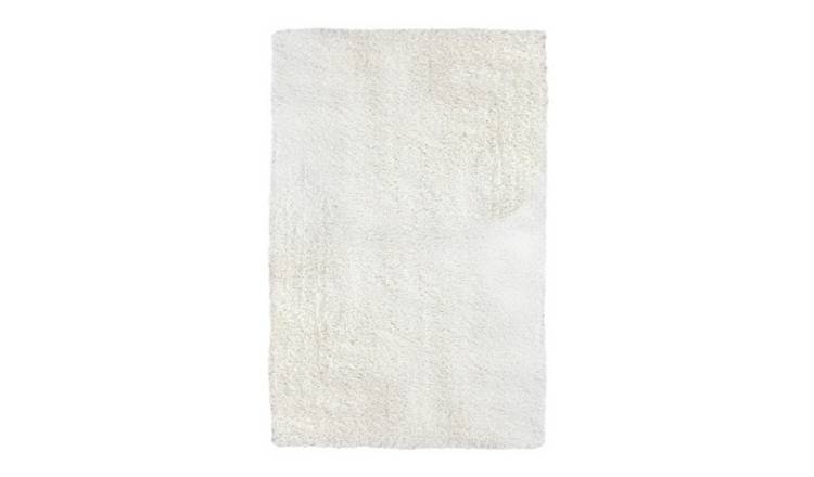 Mega Flooring White Shaggy Plain Rug - 80 x 150cm