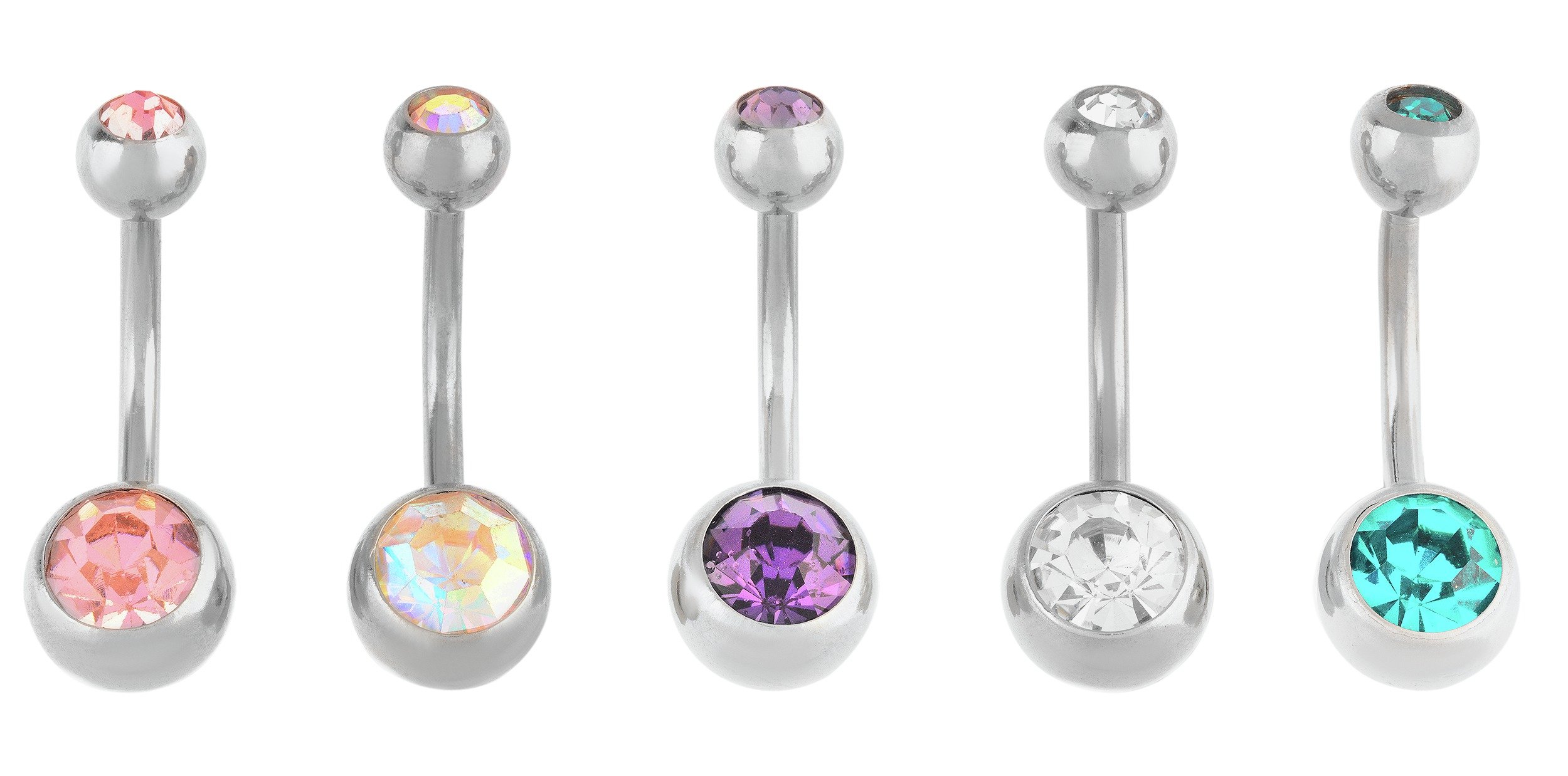 State of Mine Stainless Steel CZ Belly Bars - Set of 5