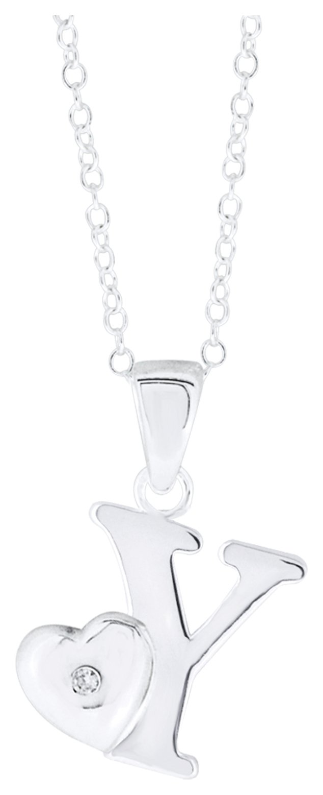 Sterling Silver Initial Pendant - Y.