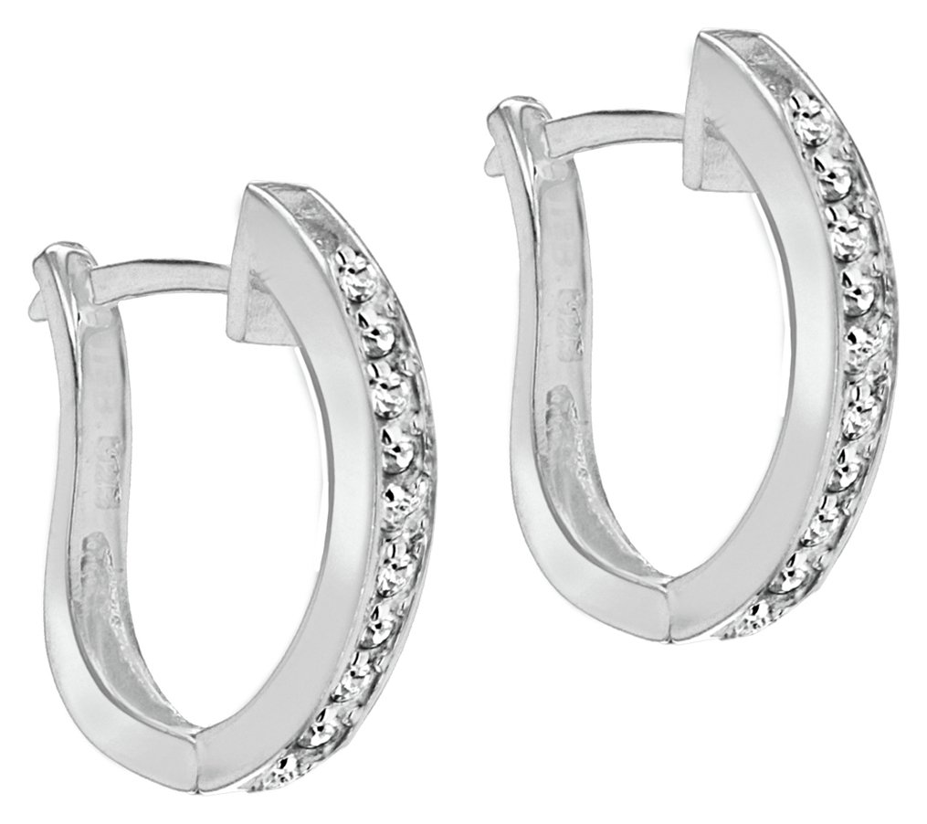 Revere Round Cubic Zirconia Sterling Silver Huggy Earrings