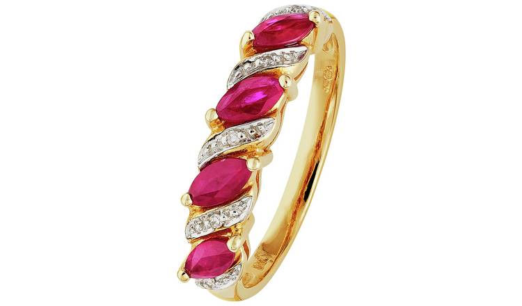 Buy Revere 9ct Yellow Gold Ruby and 0.25ct Diamond Eternity Ring