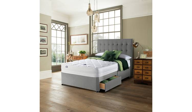 Silentnight Knightly Double Memory 2 Drawer Divan Bed - Grey