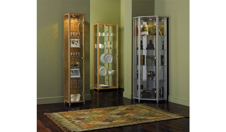 Silver corner display deals cabinet