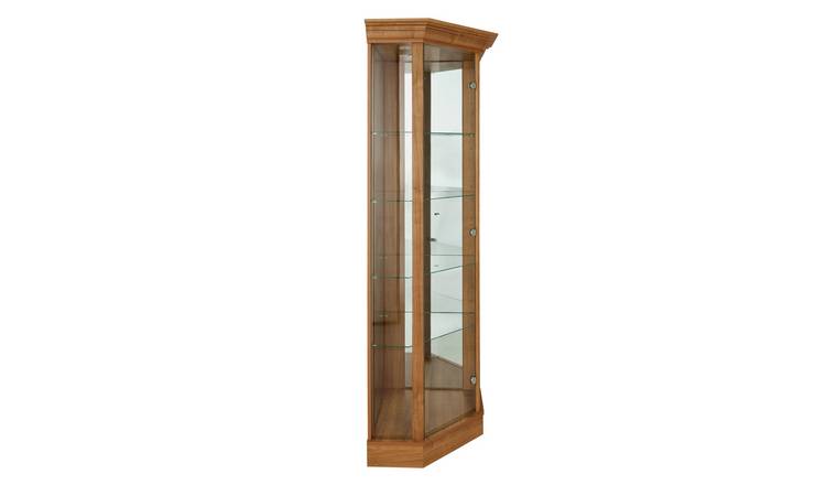 Corner oak deals display cabinet