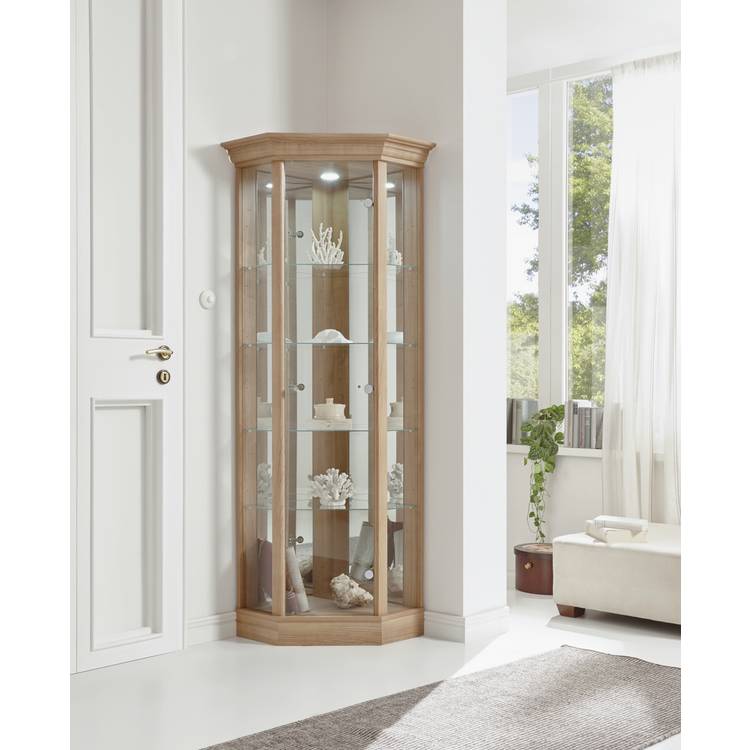 Argos Home Glass Corner Display Cabinet - Light Oak 0