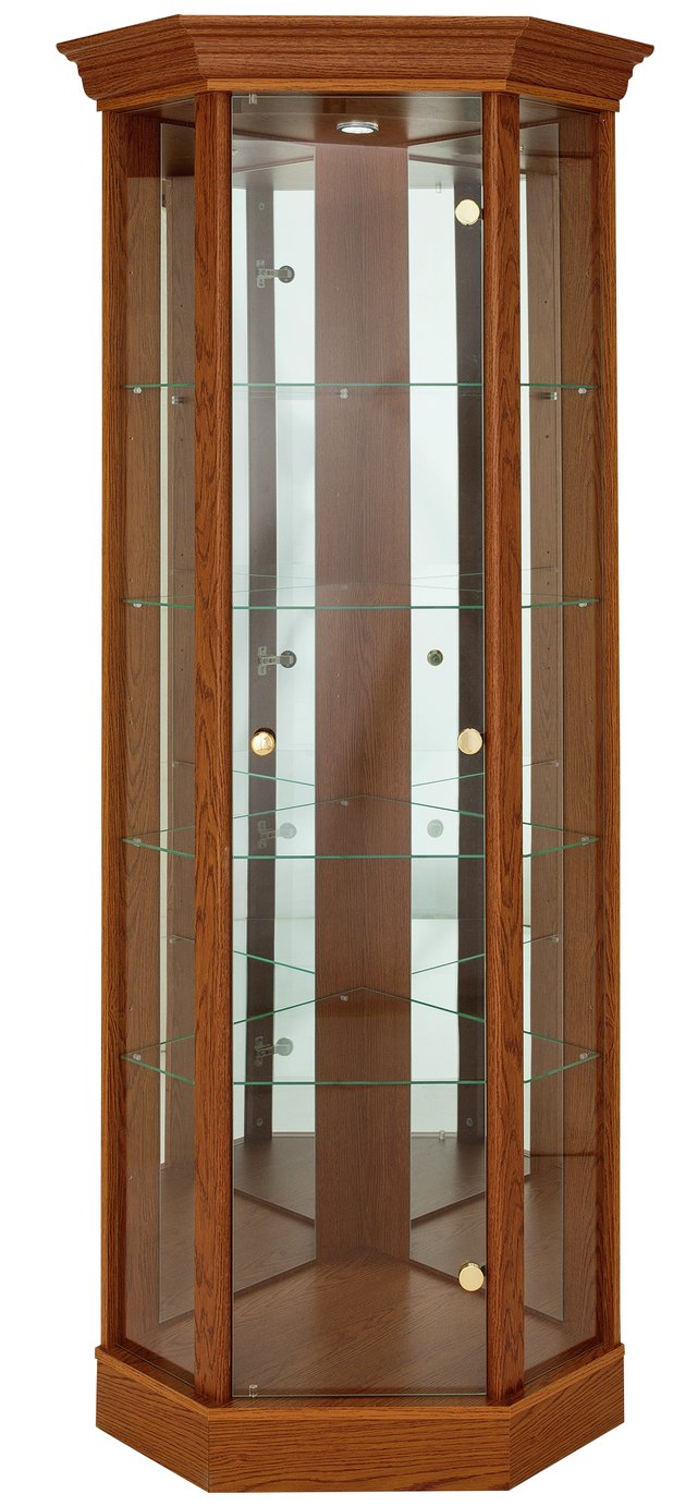 Argos Home Glass Corner Display Cabinet Dark Oak Effect 6138880