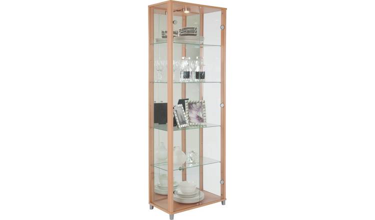 buy argos home 2 door glass display cabinet - beech effect