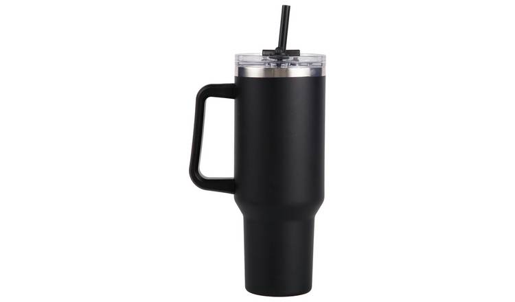 Home Black Handle Stainless Steel Travel Coffee Mug - 1180ml