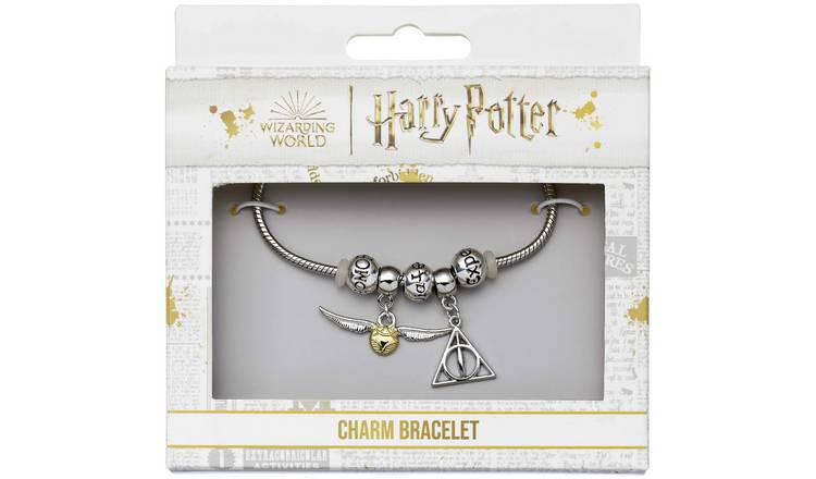 Harry Potter Silver Plated Charm Bracelet with 2 x Charms & Spell Beads