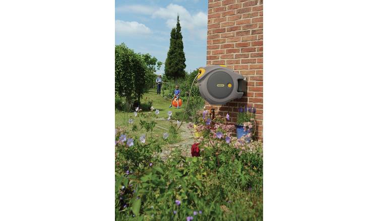 Hozelock 40m Auto Retractable Hose Reel Water Watering Garden Wall Mounted  2595