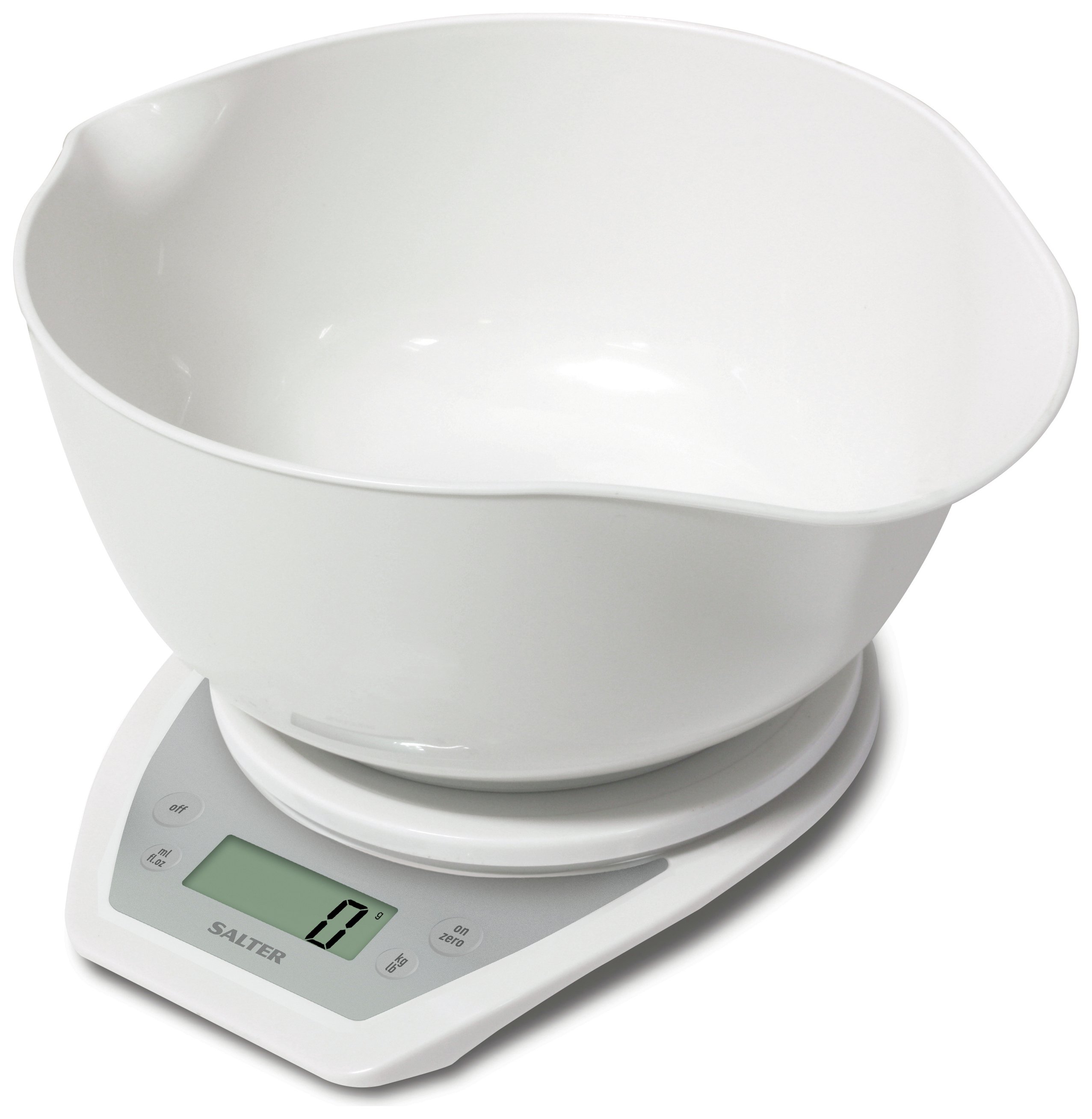 Salter Aquatronic Kitchen Scale and Bowl - White.