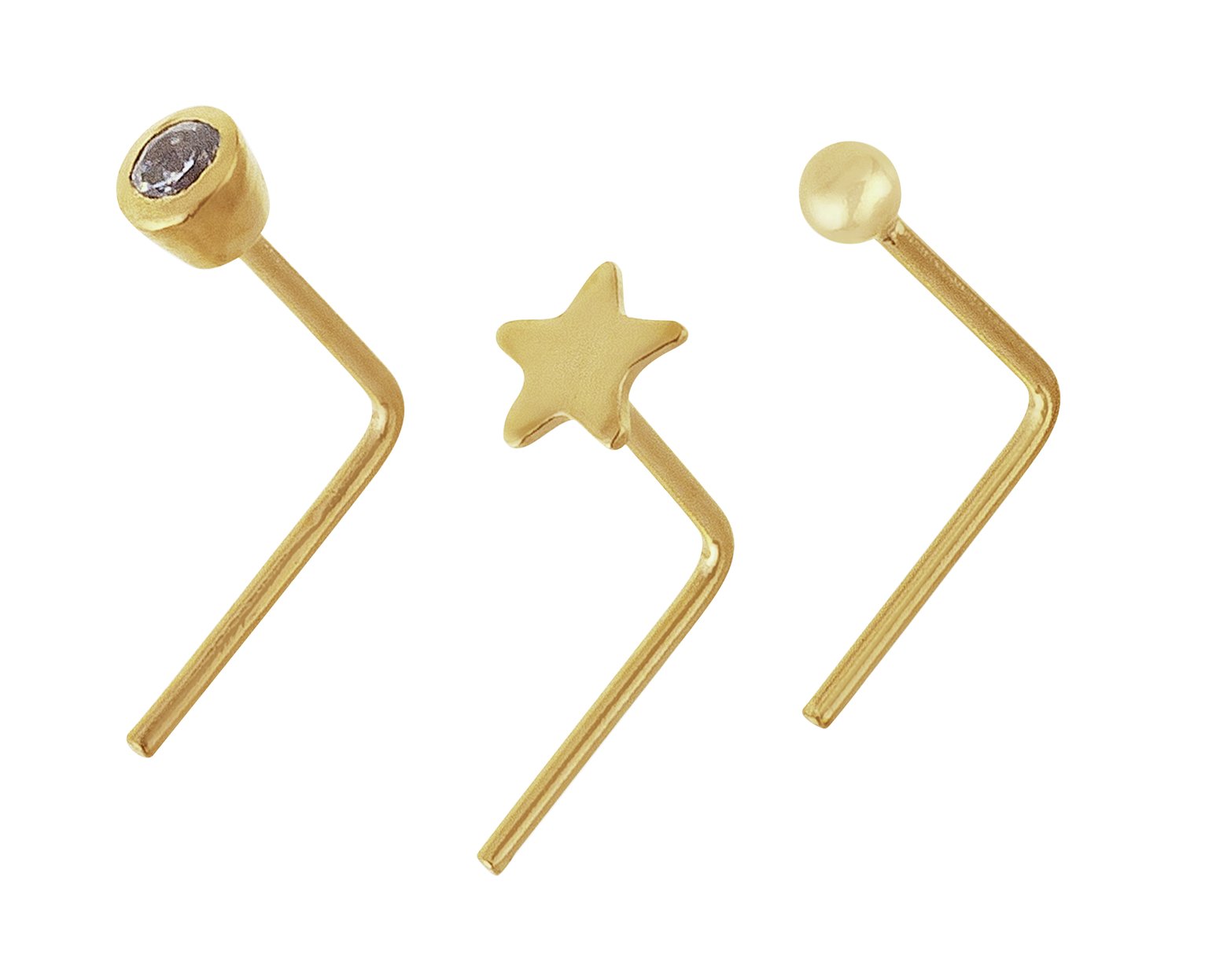 State of Mine 9ct Gold Crystal Nose Studs - Set of 3