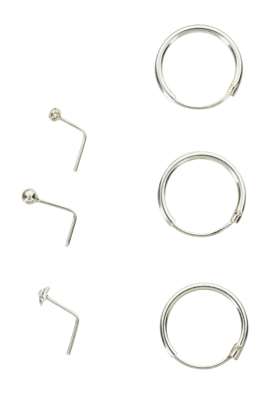 State of Mine Sterling Silver Hoop and Nose Studs - Set of 6