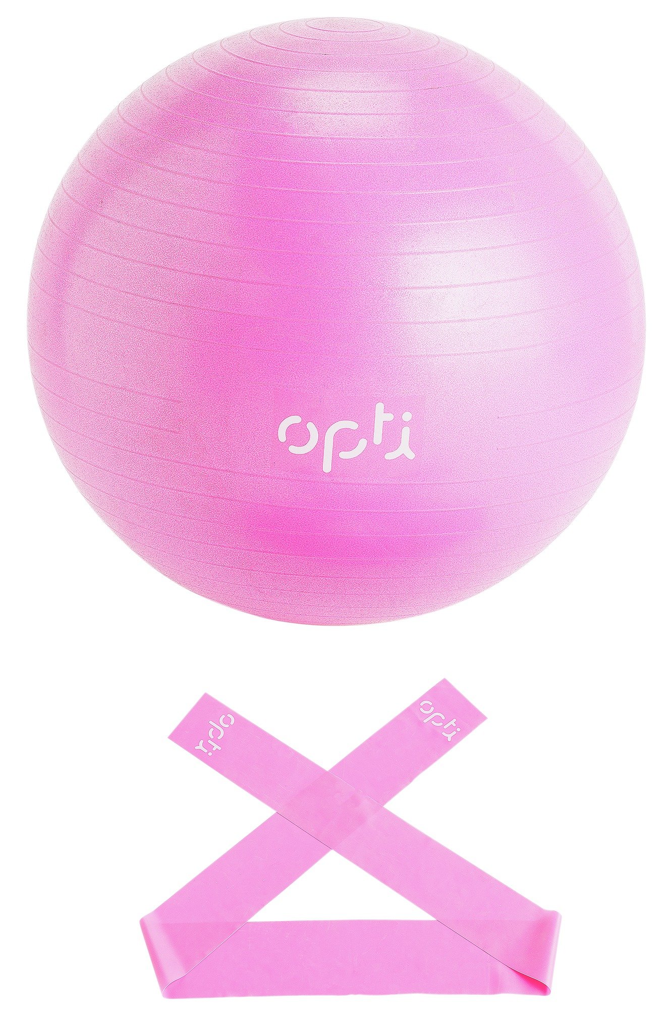 Opti Pink Gym Ball with Bands - 65cm