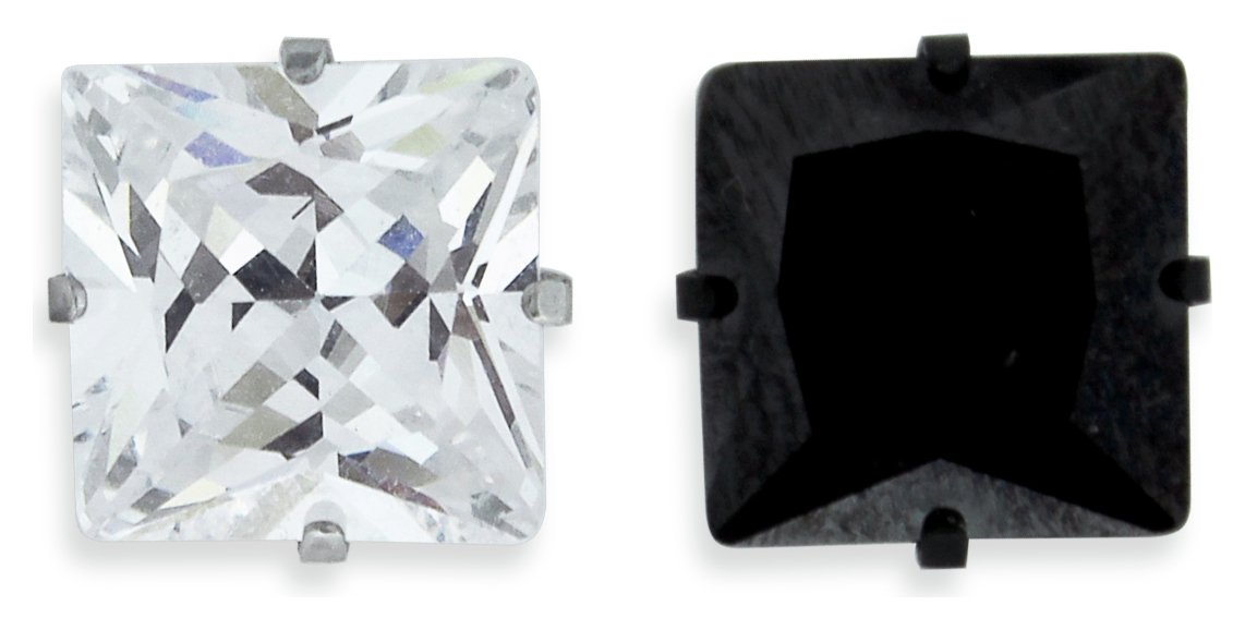 Revere Men's Stainless Steel Crystal Set Stud Earrings
