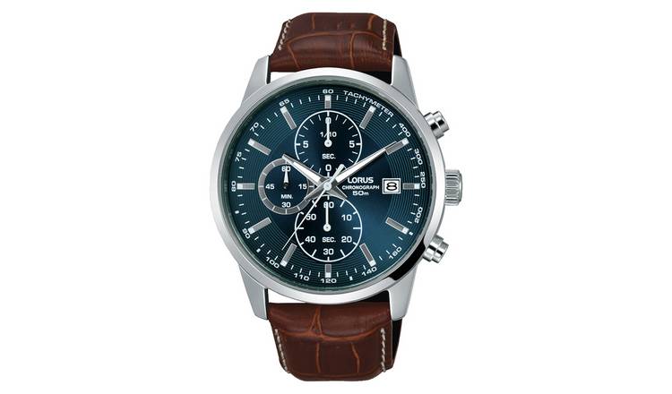 Buy Lorus Men's Chronograph Brown Leather Strap Watch | Men's watches ...