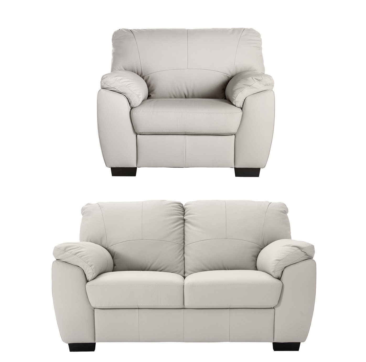 Argos Home Milano Leather Chair & 2 Seater Sofa - Light Grey