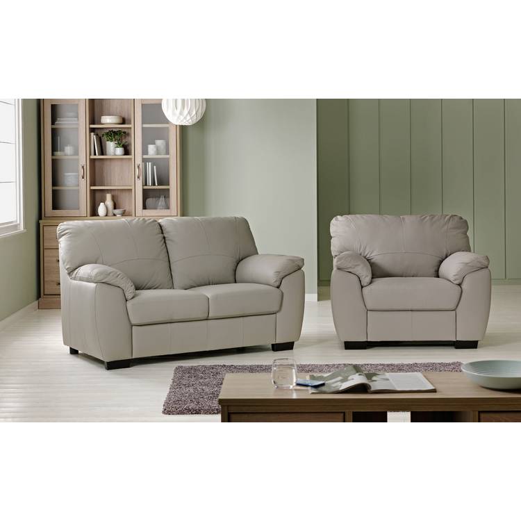 Argos Home Milano Leather Chair & 2 Seater Sofa - Light Grey 0
