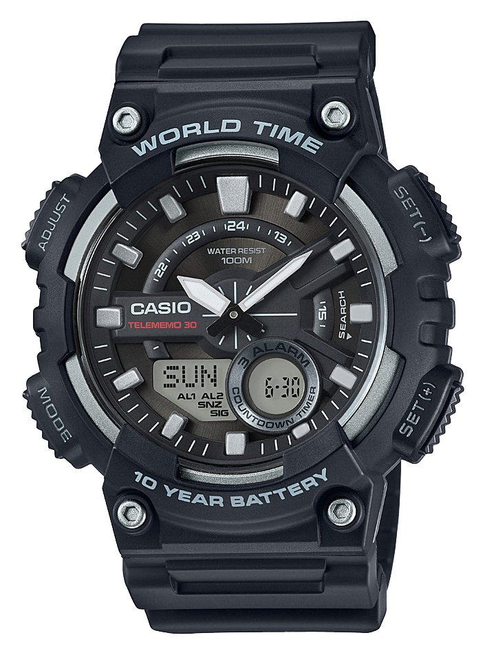 Casio Men's Telememo Digital Black Resin Strap Watch
