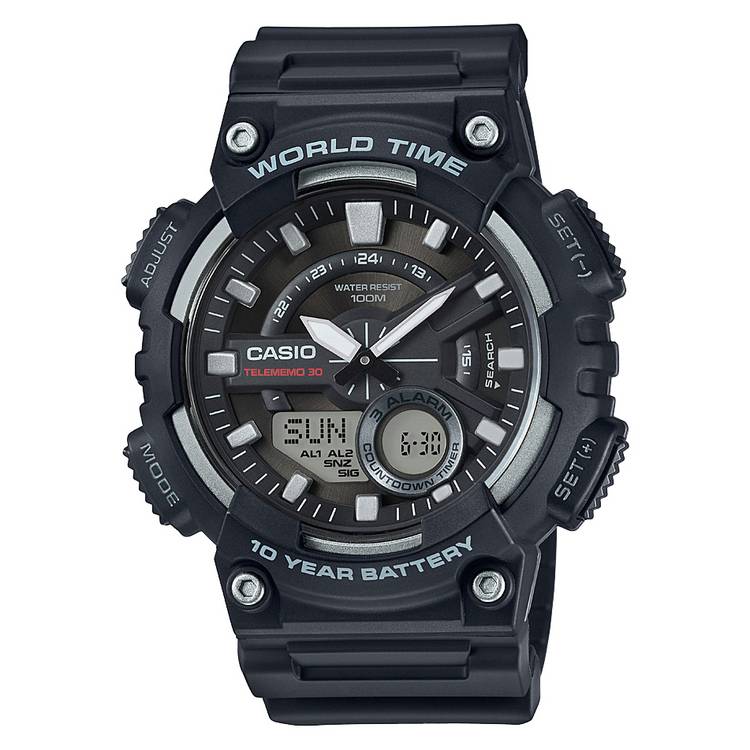Casio Telememo Digital Black Resin Strap Watch 0