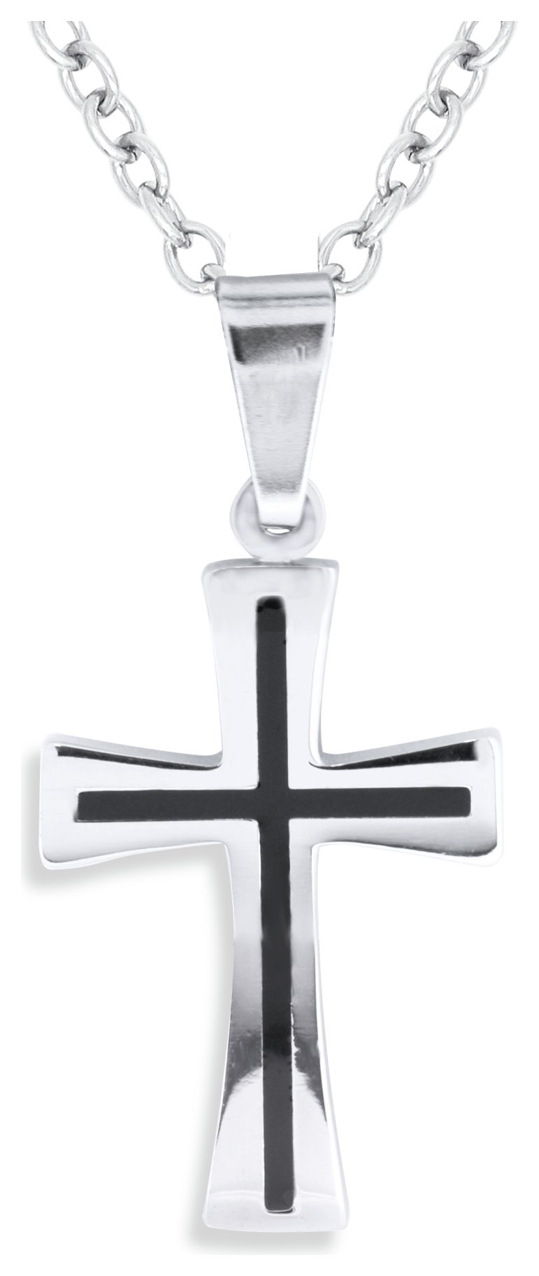 Revere Men's Stainless Steel Black Cross Pendant