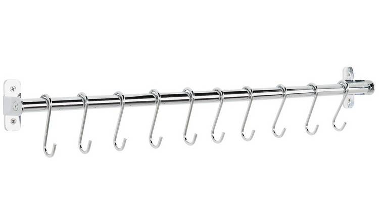 Argos Home Chrome Rail and Set of 10 Hooks