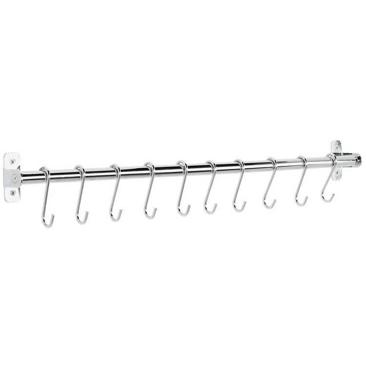 Argos Home Chrome Rail and Set of 10 Hooks 0