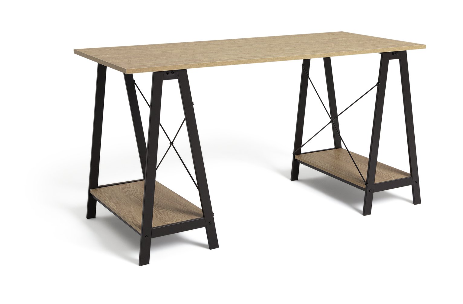 Habitat Trestle Table Office Desk - Oak Effect