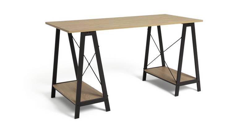 Habitat Trestle Table Office Desk - Oak Effect