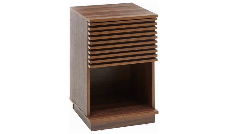 Modern walnut store side table