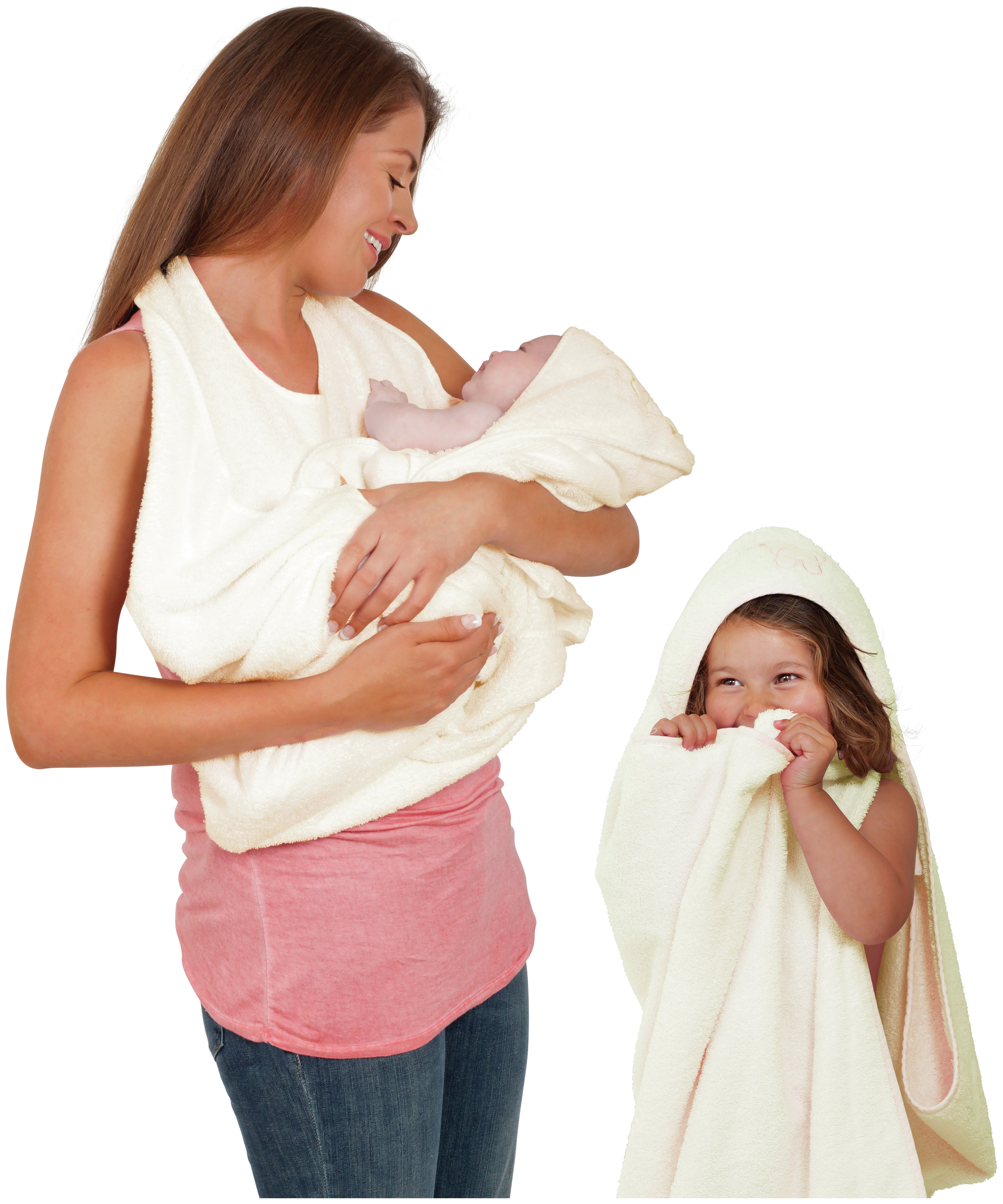 Clevamama Apron Baby Towel Splash n' Wrap - Cream 98x98cm