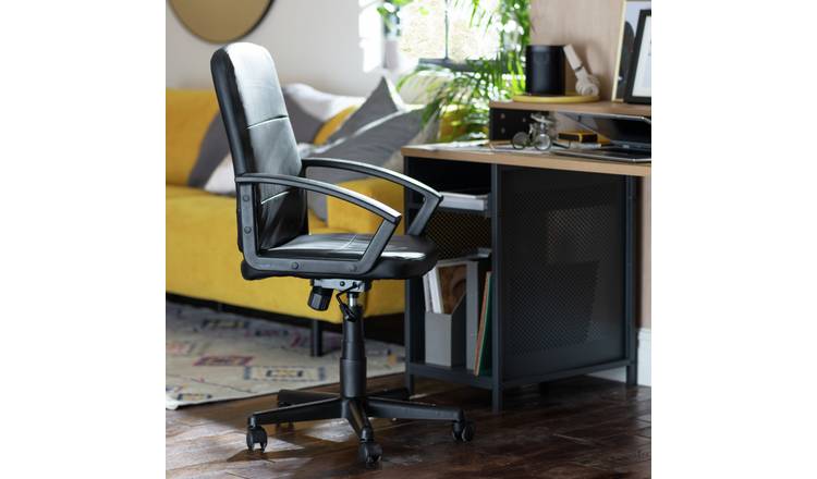 Buy Habitat Brixham Faux Leather Office Chair - Black | Office chairs |  Argos