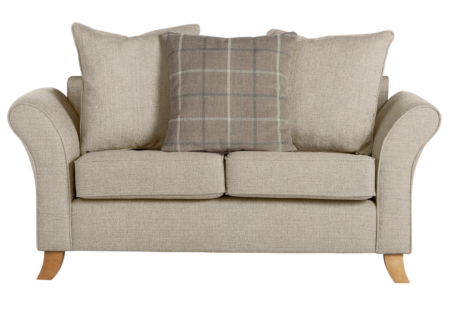 Argos Home Kayla 2 Seater Scatter Back Fabric Sofa Beige (6179863