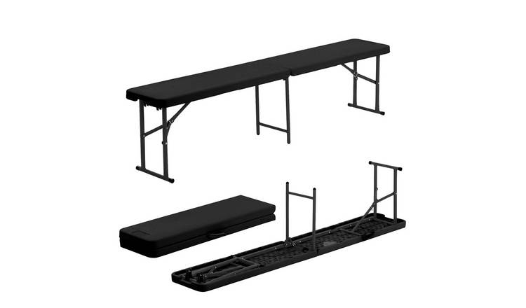 Harbour Housewares Folding Camping Picnic Bench - 180cm (6ft) - Black