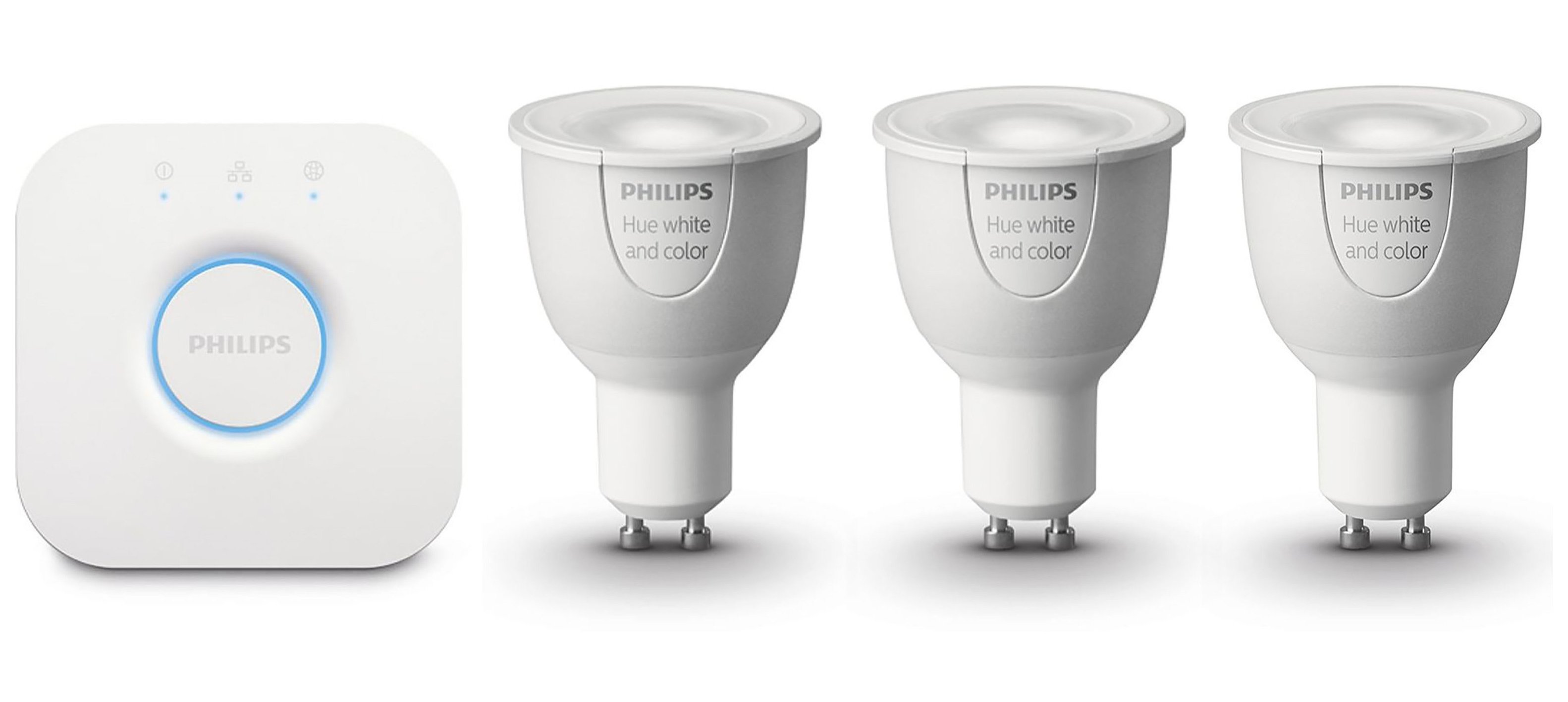 Philips Hue LED White and Colour Bulbs GU10 Starter Kit