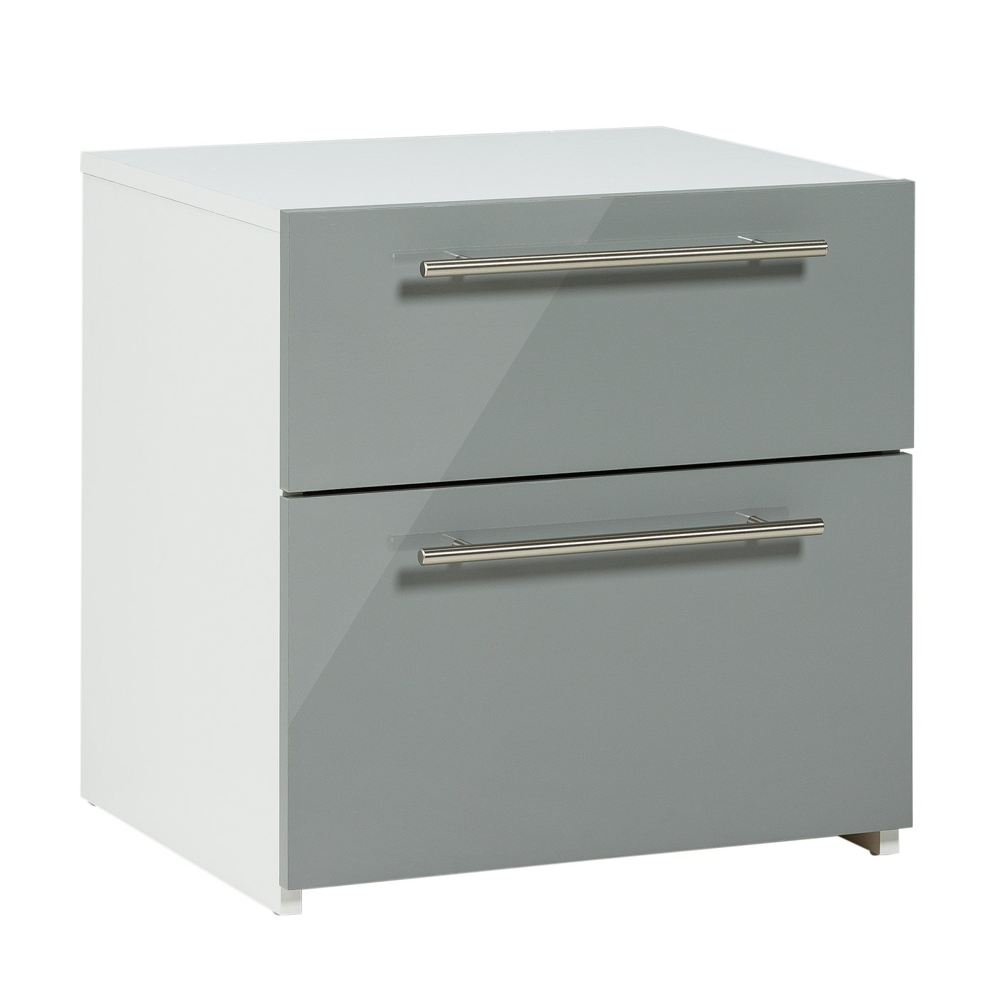 Habitat Atlas 2 Drawer Bedside Table - Grey Gloss