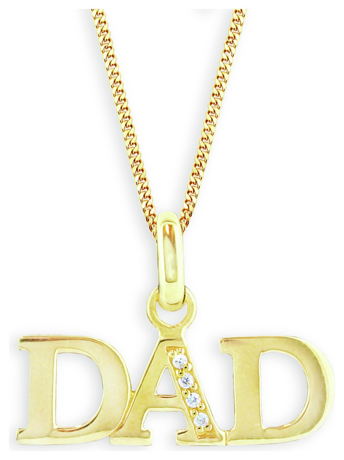 Revere Men's Gold Plated Sterling Silver CZ Dad Pendant Review